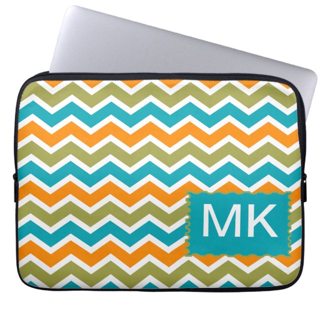 Funda Para Portátil Peacock Vibrant Tribal Zigzag (Frente)