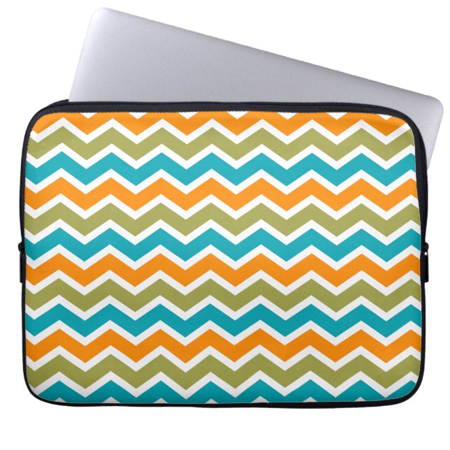 Funda Para Portátil Peacock Vibrant Tribal Zigzag (Frente)