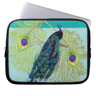 Funda Para Portátil Peacock vintage con Swirls y Feathers Art