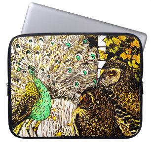 Funda Para Portátil Peacock y lechuzas de estilo Art Nouveau de los Pa
