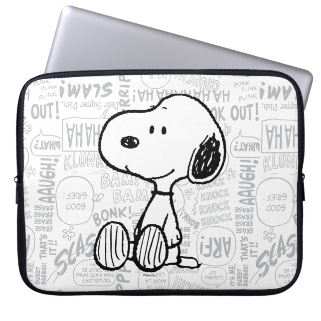Funda Para Portátil PEANUTS | Snoopia sobre los cómics blancos negros  (Frente)