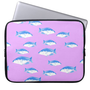 Funda Para Portátil Peces azules en lila