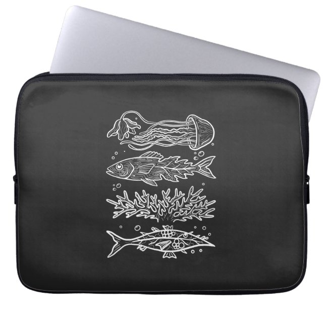 Funda Para Portátil Peces Extraños del Mar Profundo (Frente)