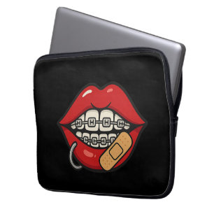 Funda Para Portátil Pegatina de labios personalizados con cordones y p