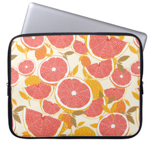 Funda Para Portátil Pelo de pomelo y rodajas a la mitad con hojas en b