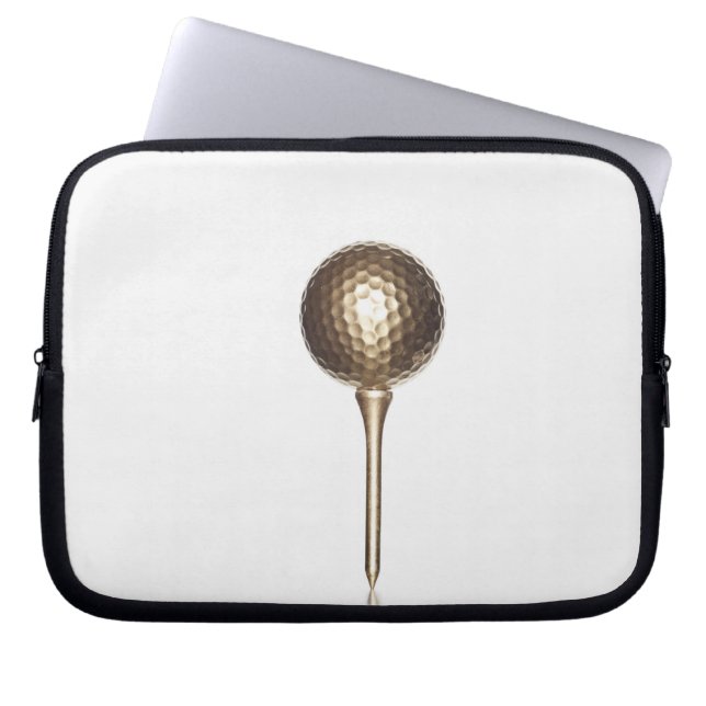 Funda Para Portátil Pelota de golf y camiseta del oro (Frente)