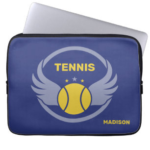 Funda Para Portátil Pelota de tenis de nombre personalizado con alas