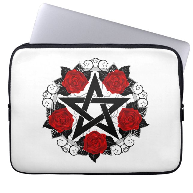 Funda Para Portátil Pentagram con rosas rojas (Frente)