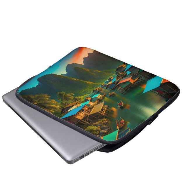 Funda Para Portátil Pequeña aldea indonesia de pesca (Inferior anverso)