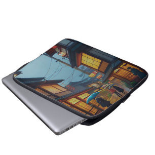 Funda Para Portátil Pequeña carretera japonesa lluviosa 