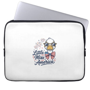 Funda Para Portátil Pequeña Señorita América Pato Patriótico Camiseta