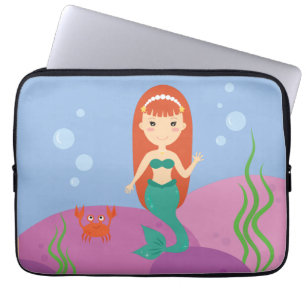 Funda Para Portátil Pequeña sirena chica bajo el agua
