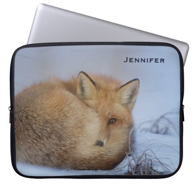 Funda Para Portátil Pequeño Fox Maldita Foto De Invierno (Frente)