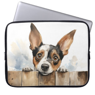 FUNDA PARA PORTÁTIL PEQUEÑO PERRO BLANCO Y TÁNICO QUE SE ENCUENTRA SOB