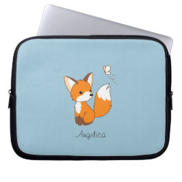 Funda Para Portátil Pequeño zorro lindo viendo mariposa