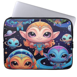 Funda Para Portátil Pequeños alienígenas multicolores en el espacio