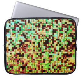 Funda Para Portátil Pequeños cuadrados o azulejos verdes y naranjas bo