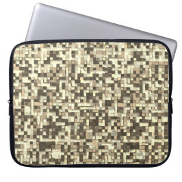 Funda Para Portátil Pequeños cuadrados, tonos marrones y beige