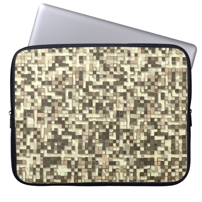 Funda Para Portátil Pequeños cuadrados, tonos marrones y beige (Frente)