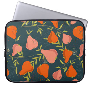 Funda Para Portátil Peras y hojas fondo. Superposición dibujada a mano