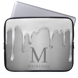 Funda Para Portátil Perforaciones cromadas líquidas Monograma Metaliza