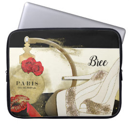 Funda Para Portátil Perfume París Rosas Tacones y Pintalabios