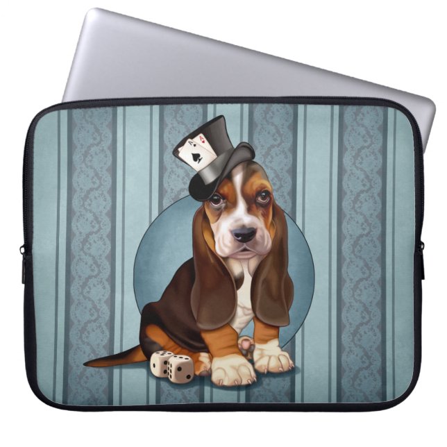 Funda Para Portátil Perrito de Basset Hound del caballero (Frente)