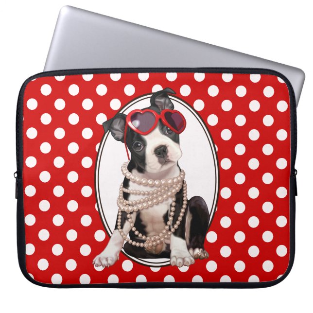 Funda Para Portátil Perrito de Boston Terrier (Frente)