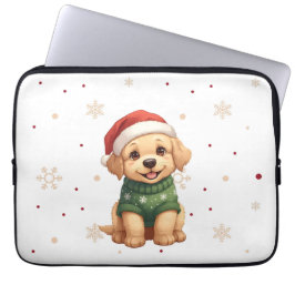 Funda Para Portátil Perrito Navideño Adorable - Navidad Puppy Festivo