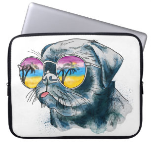 Funda Para Portátil Perrito tropical de la acuarela