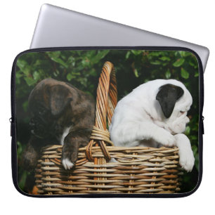 Funda Para Portátil Perritos del boxeador en cesta