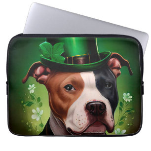 Funda Para Portátil Perro americano Staffordshire en el Día de San Pat