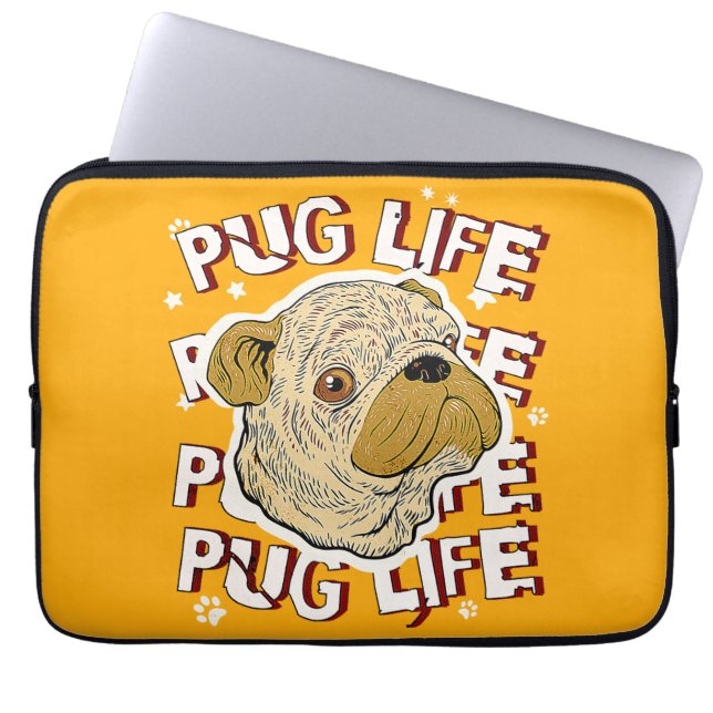 Funda Para Portátil Perro animal de la vida de Pug (Frente)