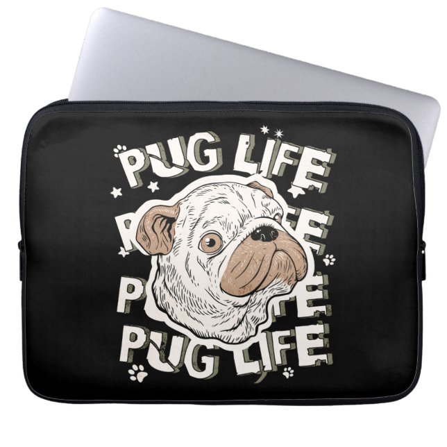 Funda Para Portátil Perro animal de la vida de Pug (Frente)