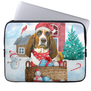 Funda Para Portátil Perro atormentado en la nieve Navidad Casa de perr