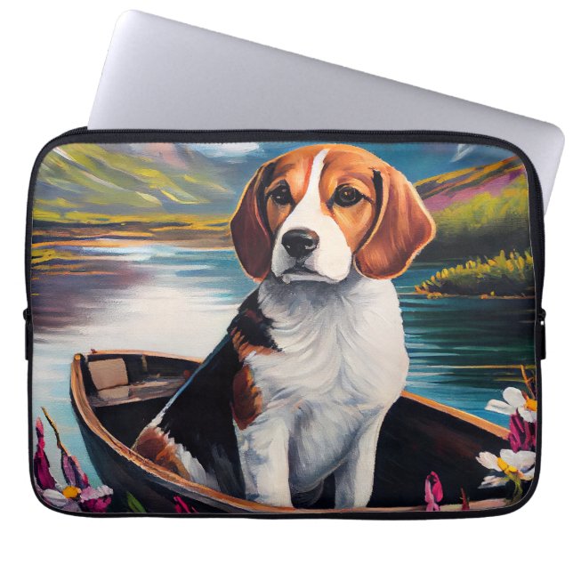 Funda Para Portátil Perro Beagle en un remo: Una aventura escénica (Frente)