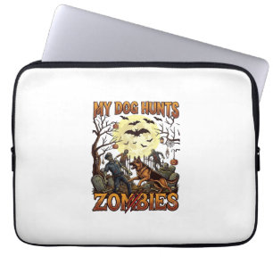 Funda Para Portátil Perro Caza Zombies Halloween Pastor Alemán Luna_1