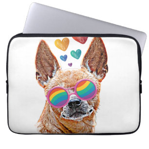 Funda Para Portátil Perro chihuahua con El día de San Valentín cardíac