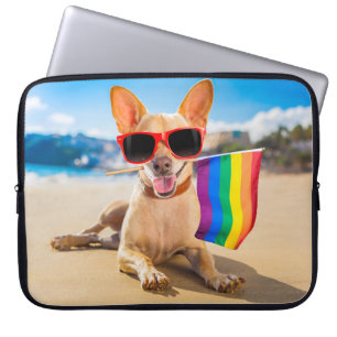Funda Para Portátil Perro Chihuahua en la playa
