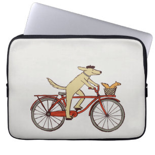 Funda Para Portátil Perro ciclista y ardilla Diversión en el arte de
