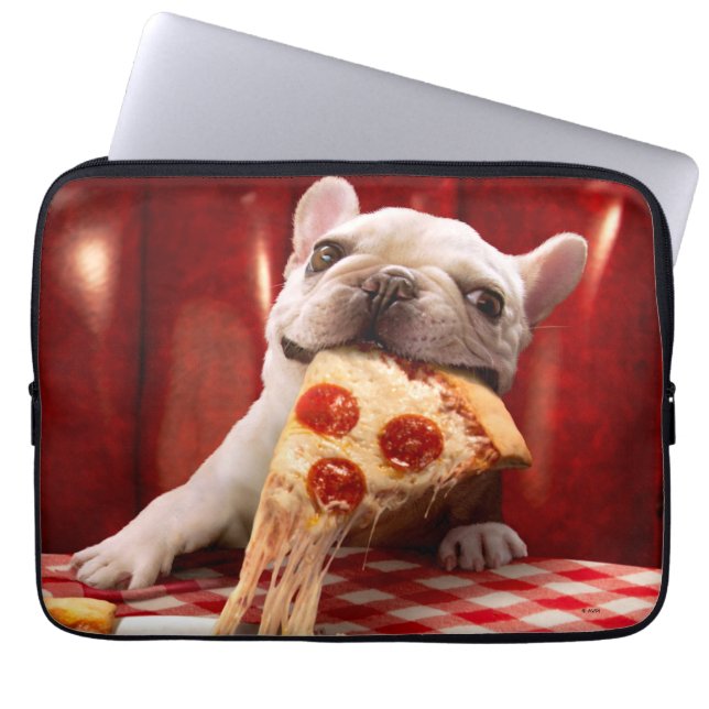 Funda Para Portátil Perro comiendo pizza Slice (Frente)