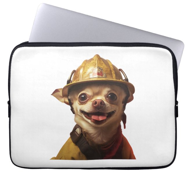 Funda Para Portátil Perro con un diseño de casco rojo de bombero (Frente)