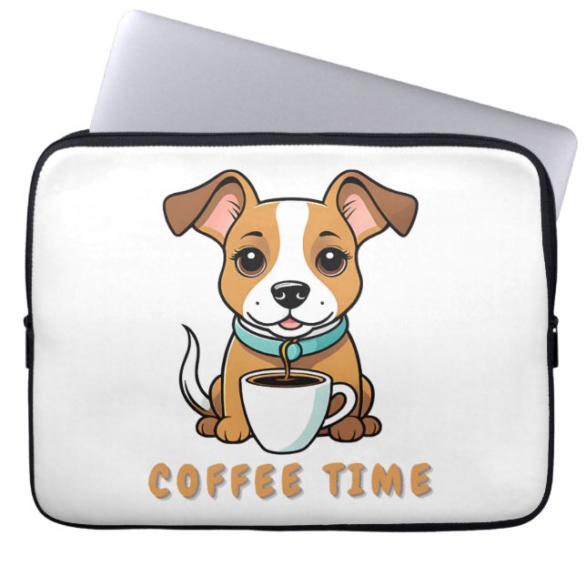 Funda Para Portátil perro con una taza de café (Frente)
