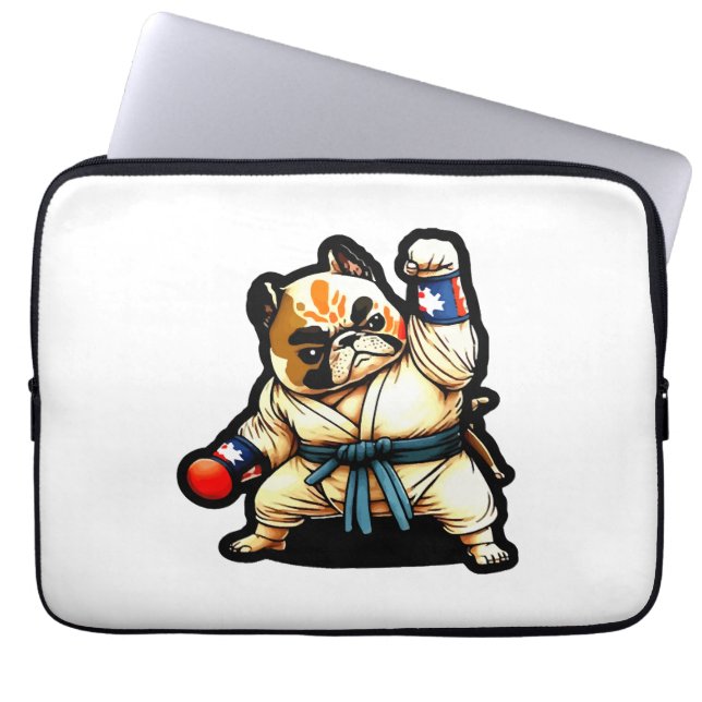 Funda Para Portátil perro conoce a karate (Frente)