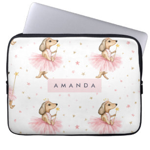 Funda Para Portátil Perro Dachshund, mágico y personalizado en rosa