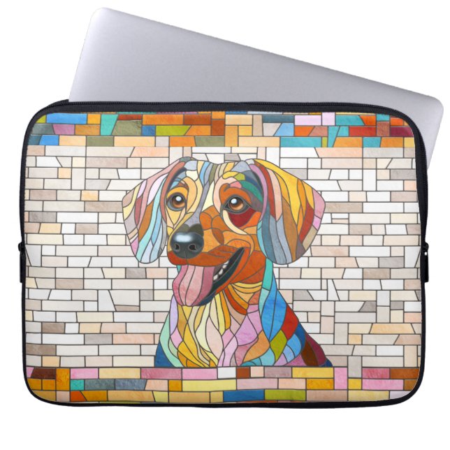 Funda Para Portátil Perro Dachshund - mosaico doxie-colorido (Frente)
