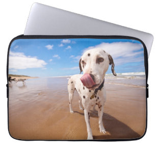 Funda Para Portátil Perro dálmata en la playa