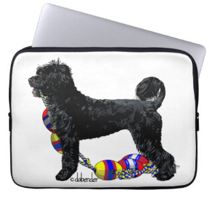 Funda Para Portátil Perro de Agua Portugués de pie con línea de flotac