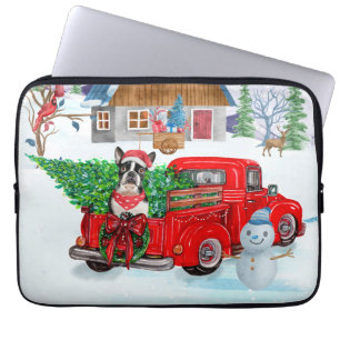 Funda Para Portátil Perro de Boston Terrier en Camión de Entrega de Na