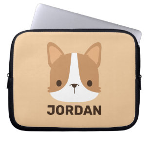 Funda Para Portátil Perro de Corgi con nombre personalizado